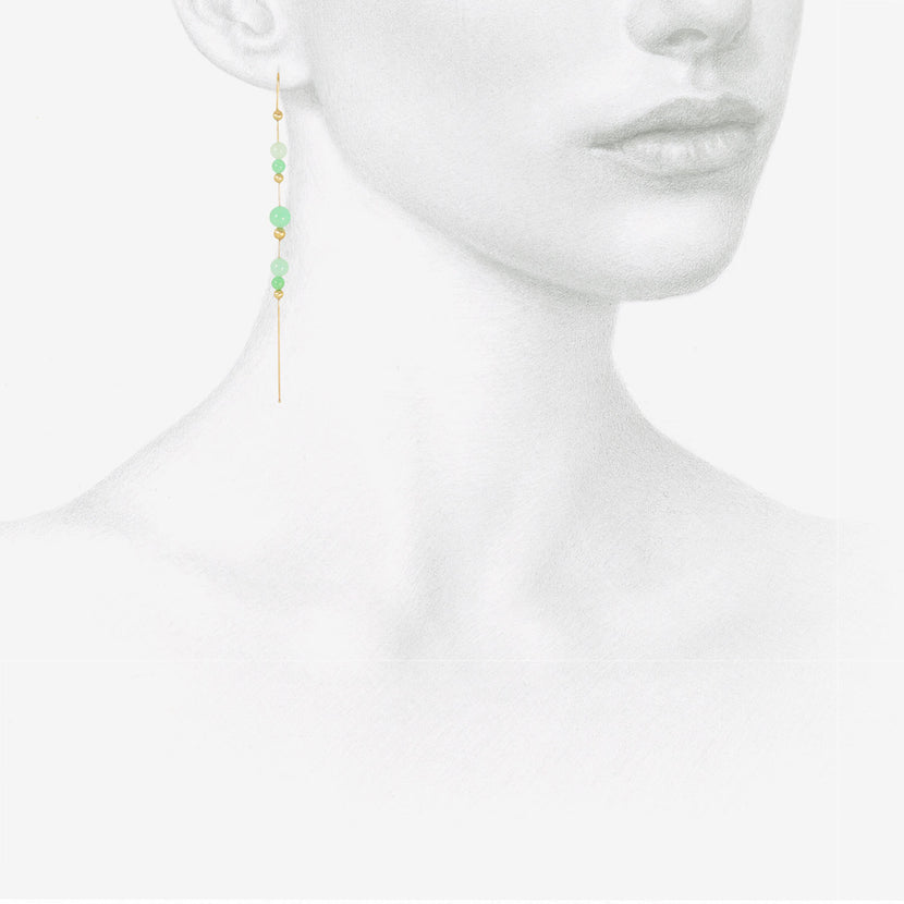 TED MUEHLING 14K & CHRYSOPRASE BEAD CHAIN EARRINGS