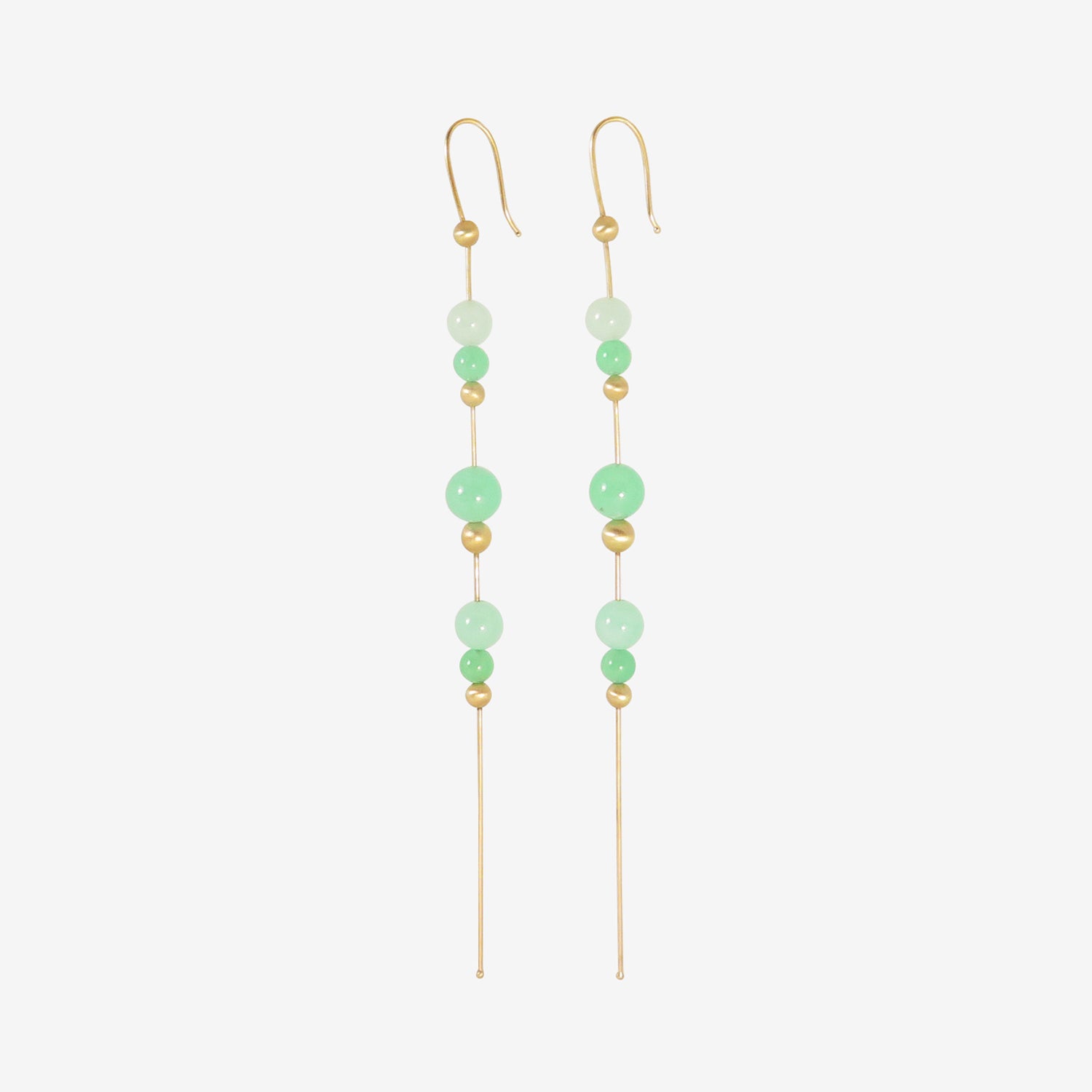 TED MUEHLING 14K & CHRYSOPRASE BEAD CHAIN EARRINGS