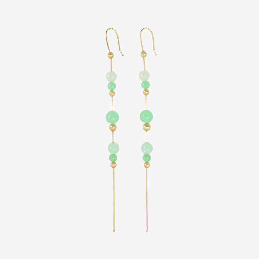 TED MUEHLING 14K & CHRYSOPRASE BEAD CHAIN EARRINGS