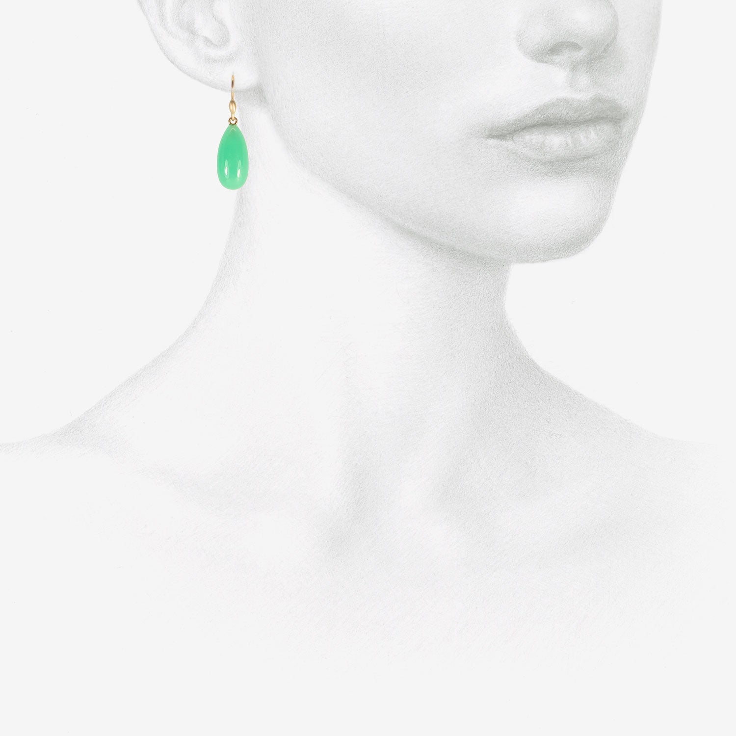 TED MUEHLING 14K & CHRYSOPRASE HAND-CUT EARRINGS