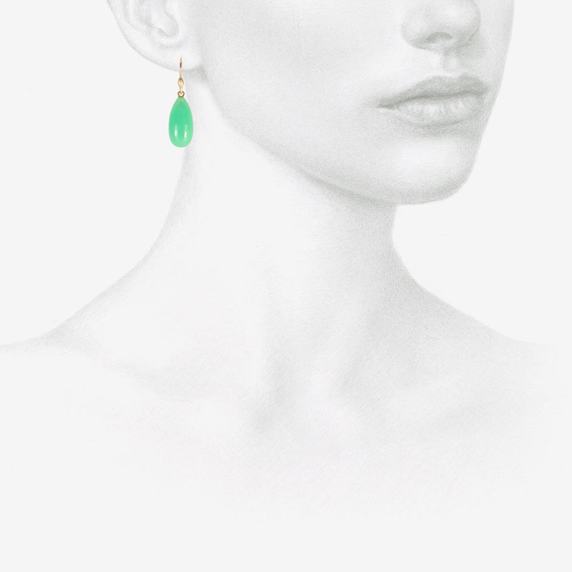 TED MUEHLING 14K & CHRYSOPRASE HAND-CUT EARRINGS