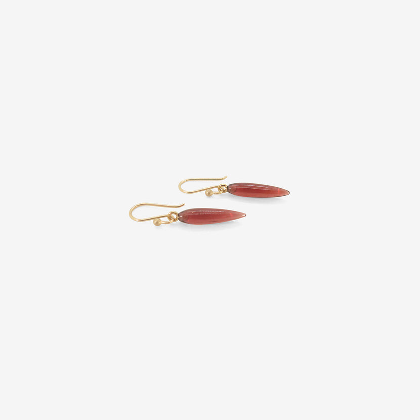 TED MUEHLING 14K & GARNET HAND-CUT SMALL RICE