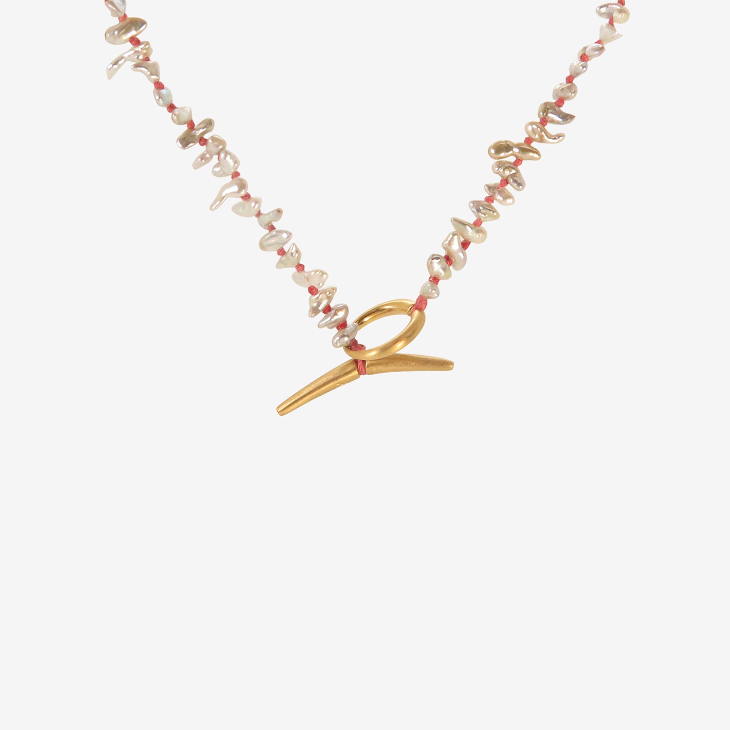 TED MUEHLING 22K & KESHI PEARL SHARK TOOTH CHOKER