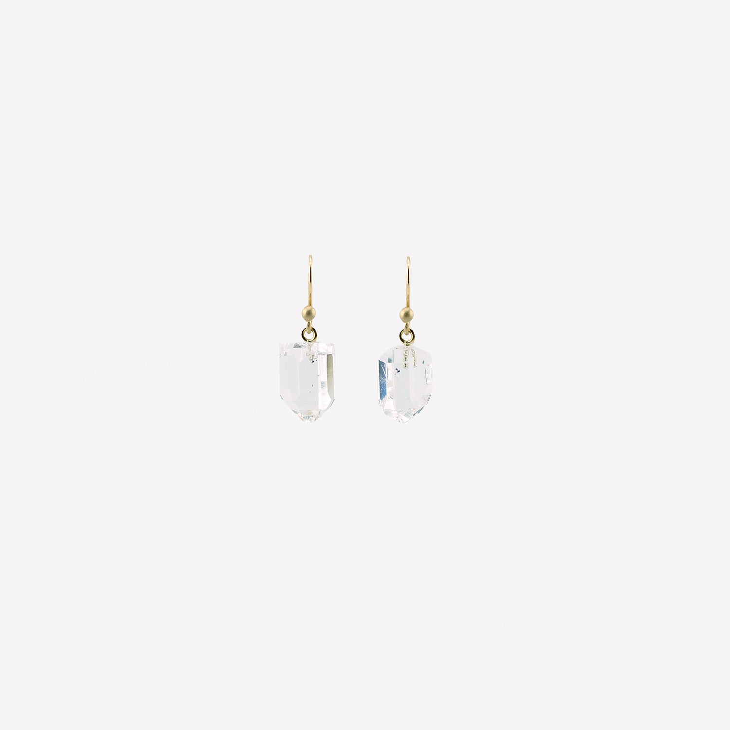 TED MUEHLING 14K & LARGE HERKIMER DIAMOND EARRINGS