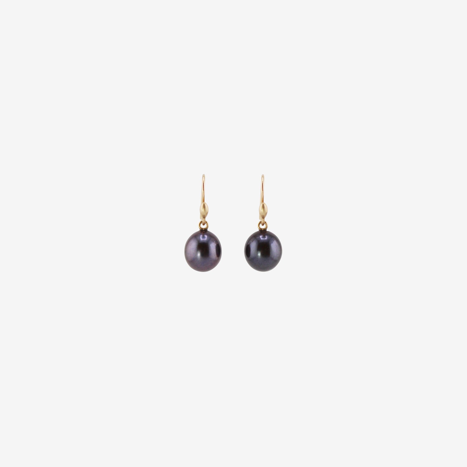 TED MUEHLING 14K & MEDIUM BLACK FRESHWATER PEARL EARRINGS