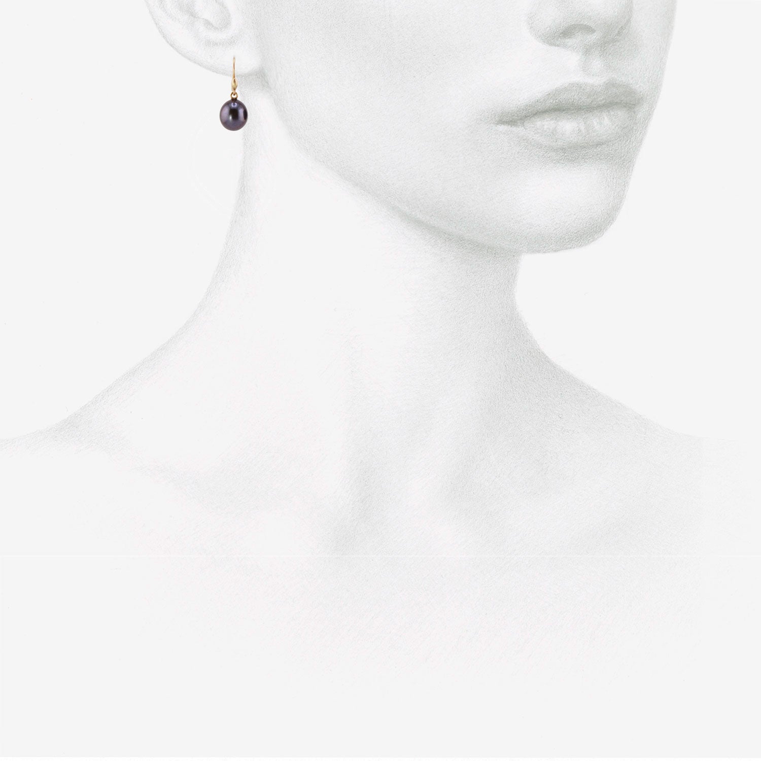 TED MUEHLING 14K & MEDIUM BLACK FRESHWATER PEARL EARRINGS