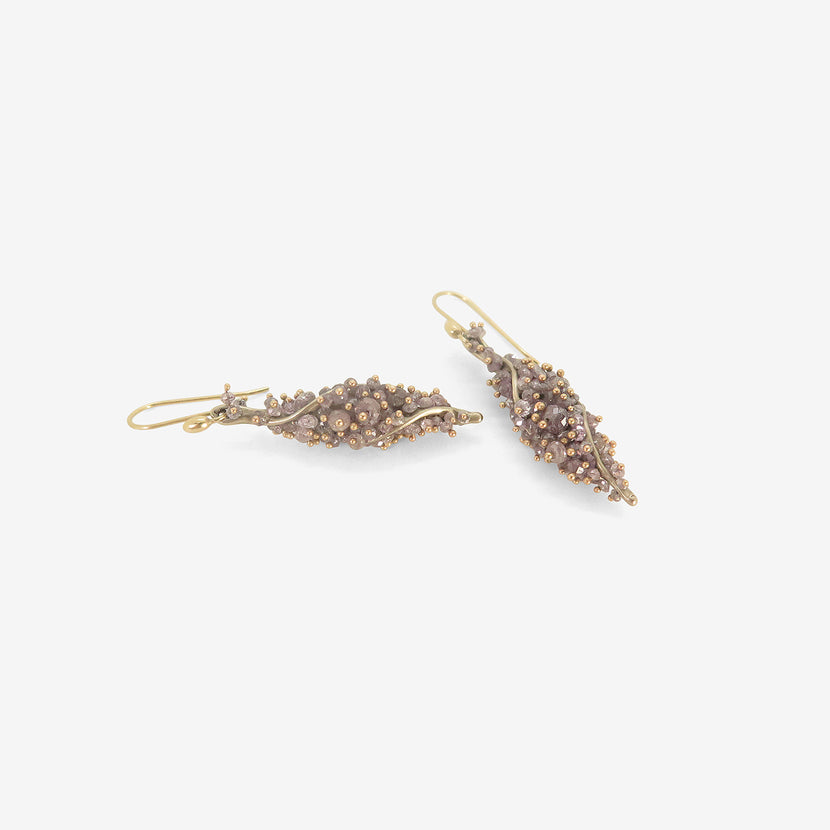 TED MUEHLING 18K WHITE GOLD & LAVENDER DIAMOND TWIST EARRINGS