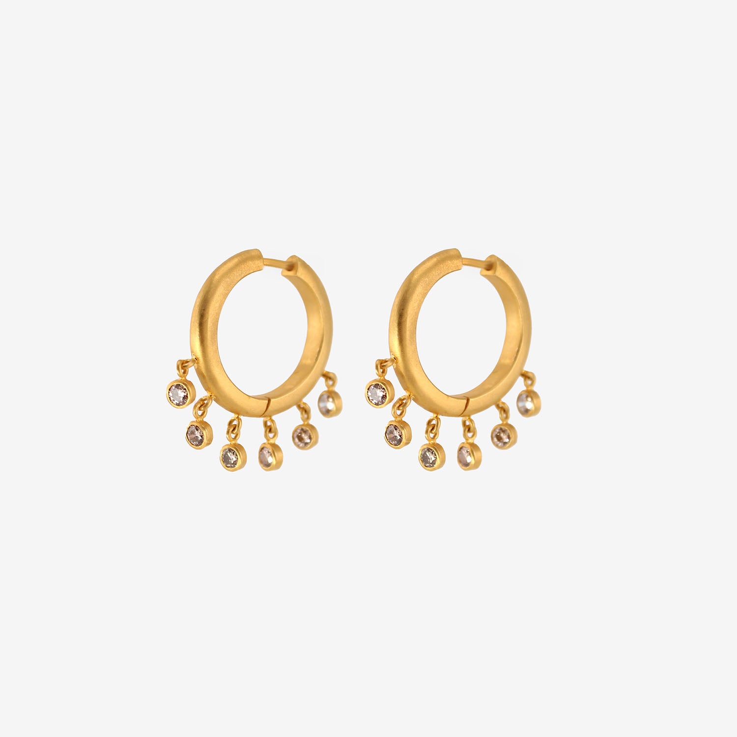 DARIUS 18K 16MM VEIL HOOPS WITH CHAMPAGNE DIAMONDS, 1.20CT