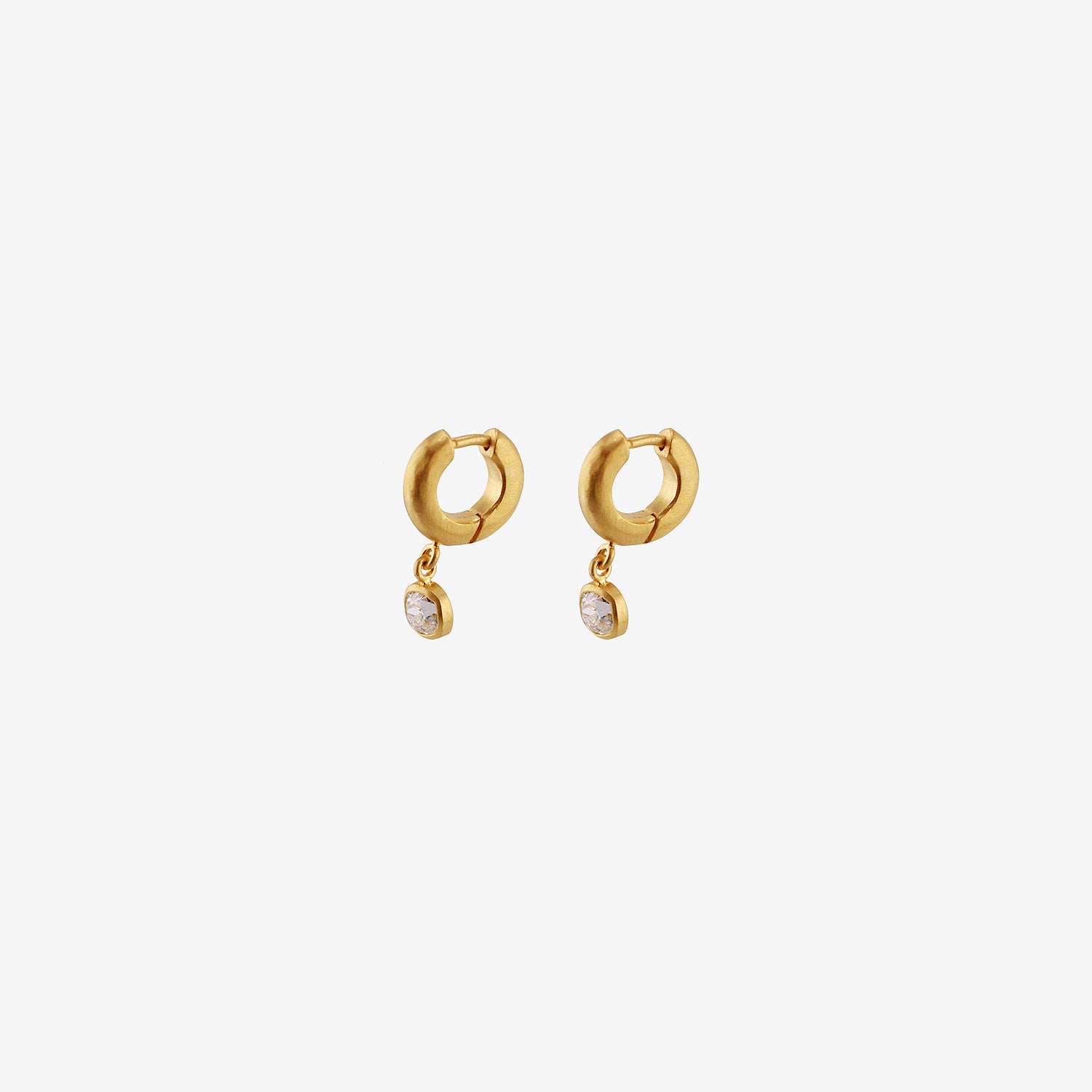 DARIUS 18K 6.5MM SIGNATURE HOOPS WITH OLD MINE CUT CHAMPAGNE DIAMOND DROPS, .77CT