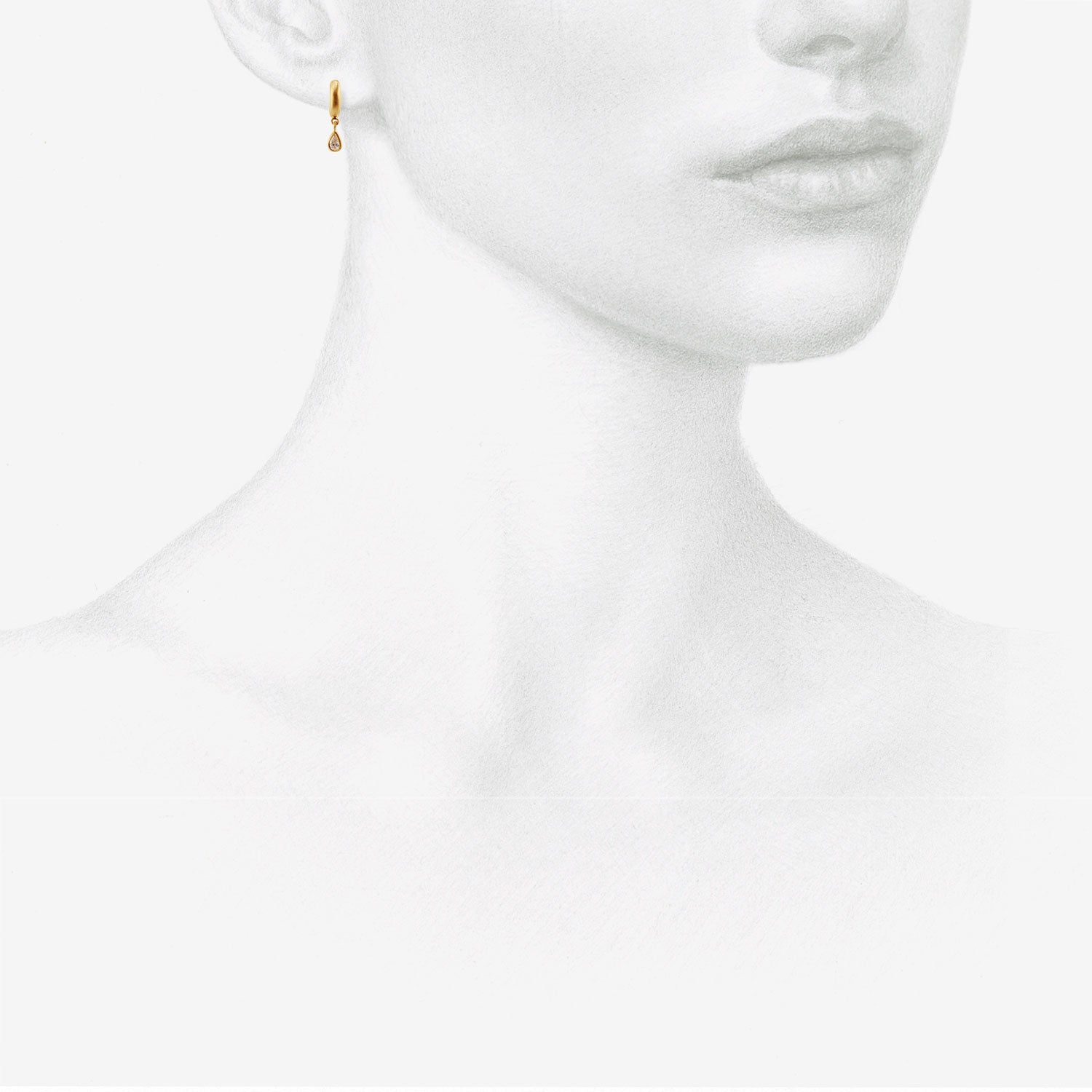 DARIUS 18K 6.5MM SIGNATURE HOOPS WITH PEAR-SHAPED DIAMOND DROPS, .39CT