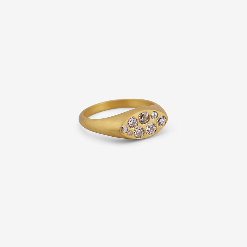 DARIUS 18K SIGNET RING WITH ANTIQUE DIAMONDS, .67CT