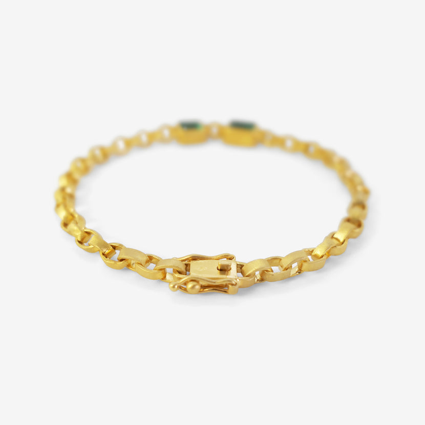 DARIUS 18K DOUBLE EMERALD CHAIN BRACELET, 3.12ct
