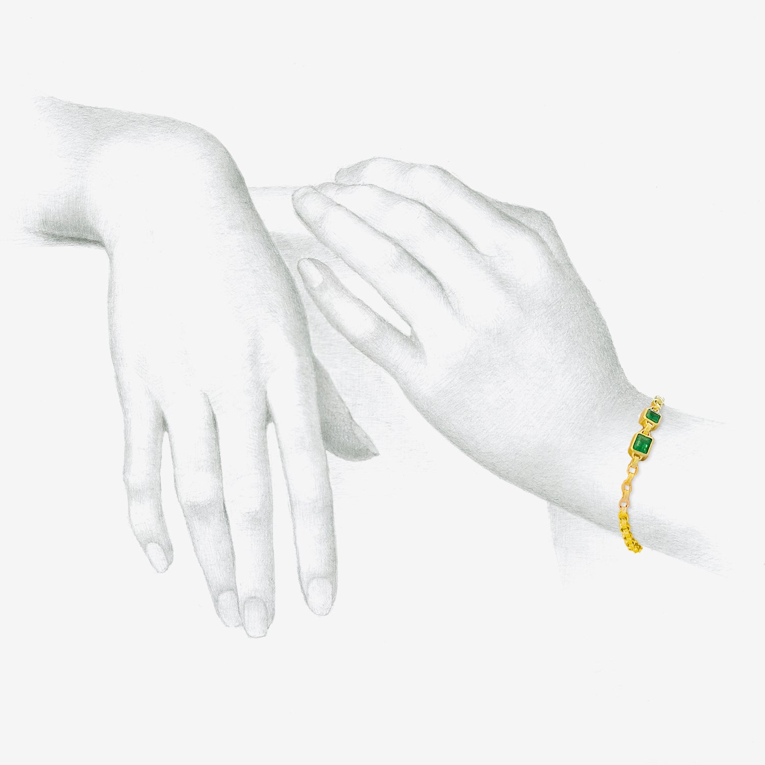 DARIUS 18K DOUBLE EMERALD CHAIN BRACELET, 3.12ct