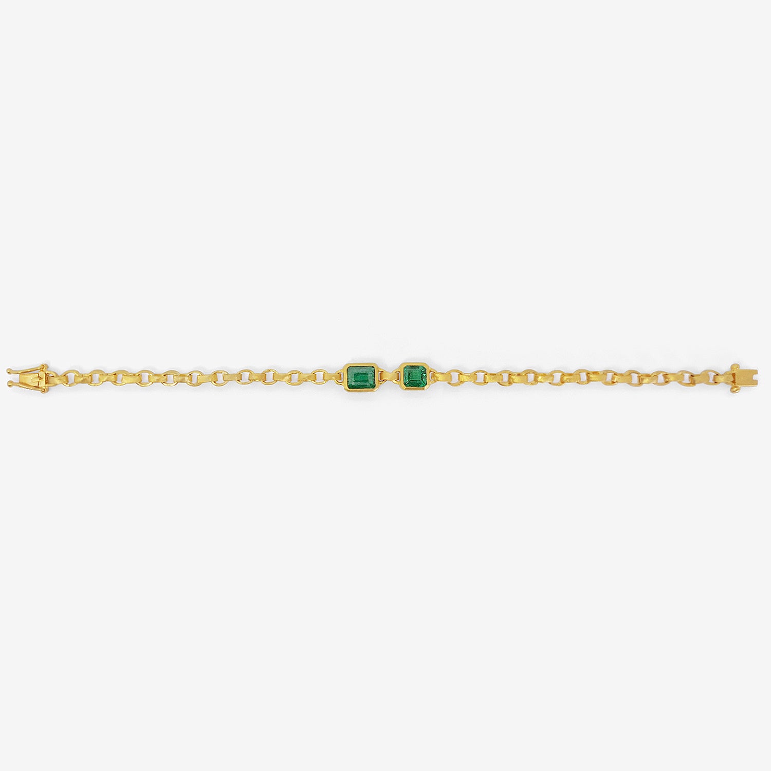 DARIUS 18K DOUBLE EMERALD CHAIN BRACELET, 3.12ct