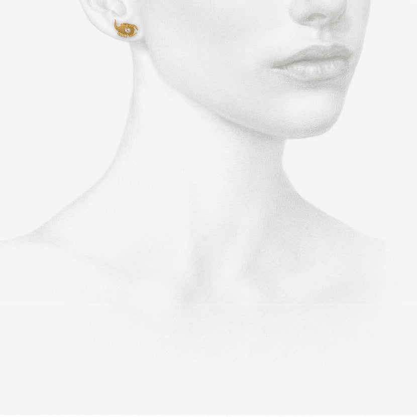 DARIUS 18K MINI DENDERA SCORPION STUDS, .15CT