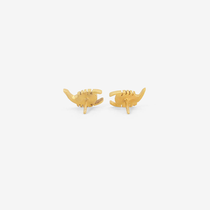DARIUS 18K MINI DENDERA SCORPION STUDS, .28CT