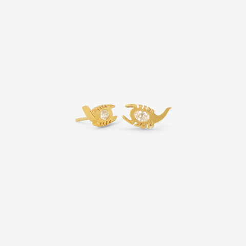 DARIUS 18K MINI DENDERA SCORPION STUDS, .28CT