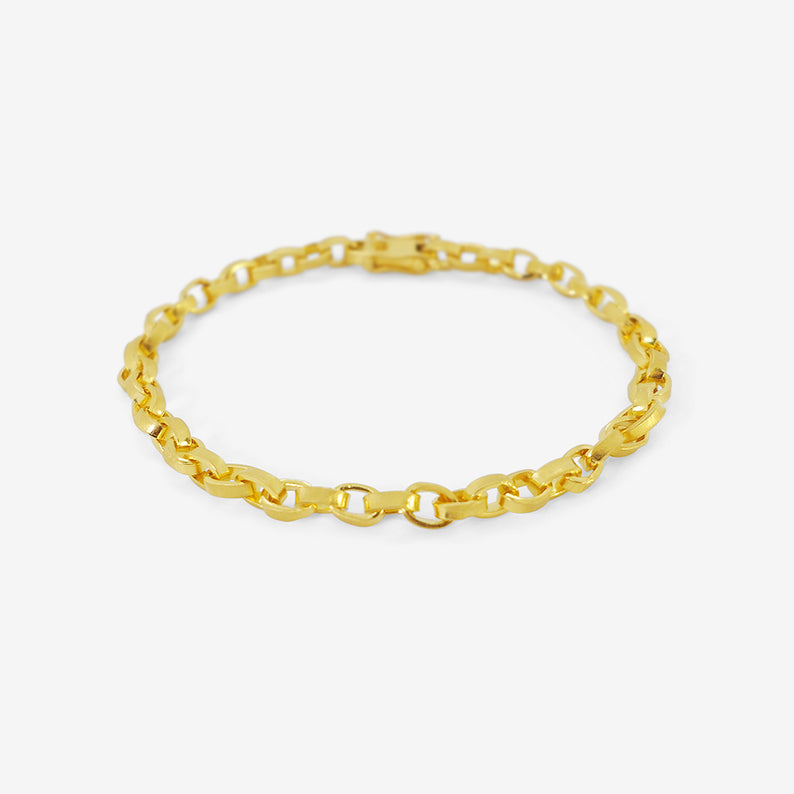 Nicole LANDAW 14K Yellow Gold Solid Link Chain Bracelet