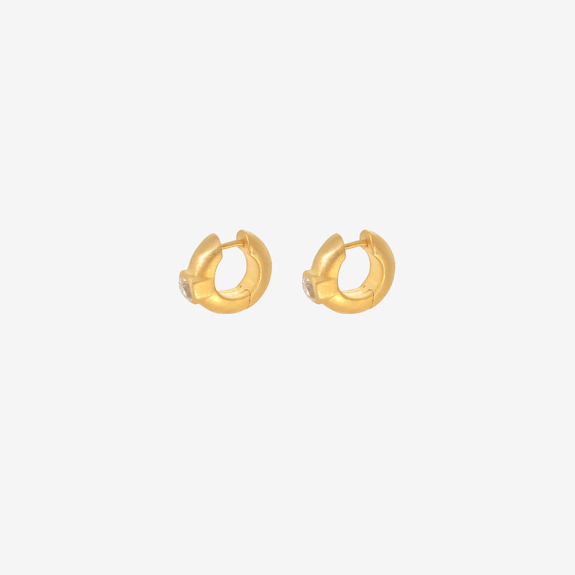 DARIUS 18K 8MM SIGNATURE HOOPS WITH DIAMONDS, 1.02CT