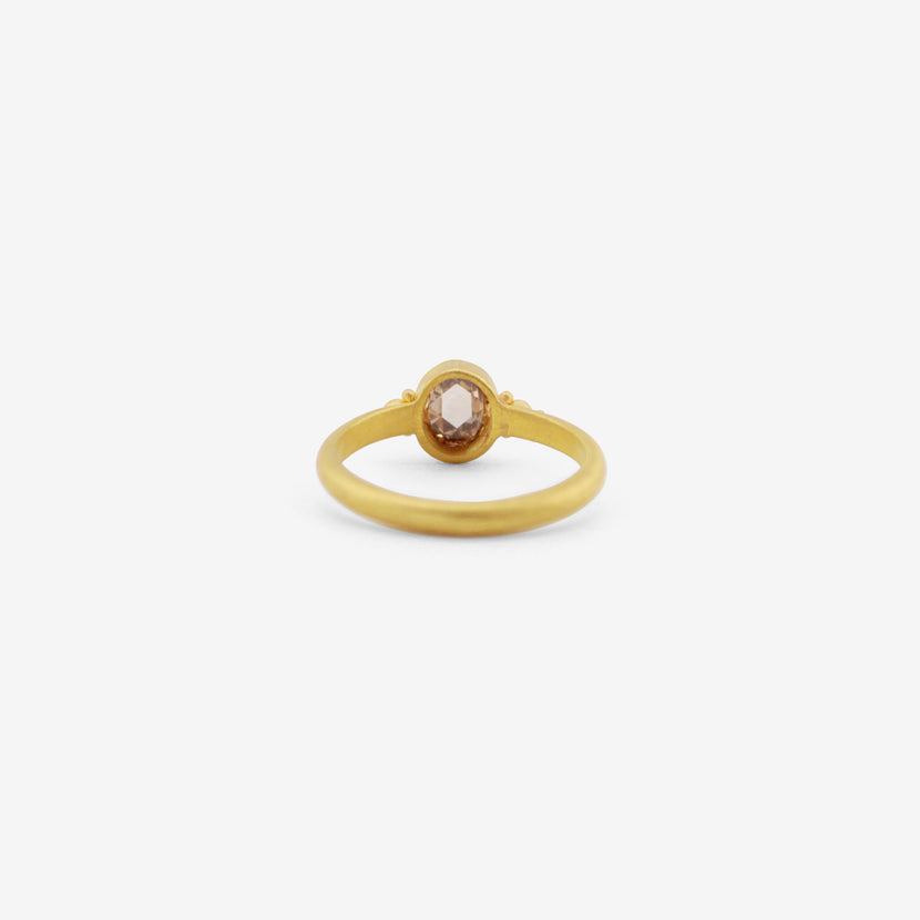DENISE BETESH 22K & OVAL ROSE-CUT CHAMPAGNE DIAMOND RING WITH GRANULATION, 1.04CT