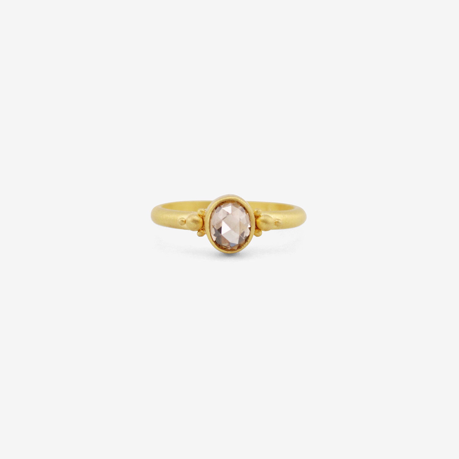 DENISE BETESH 22K & OVAL ROSE-CUT CHAMPAGNE DIAMOND RING WITH GRANULATION, 1.04CT