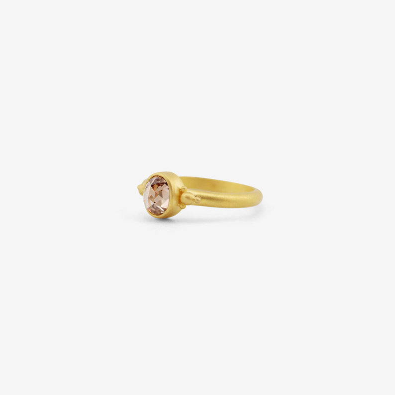 DENISE BETESH 22K & OVAL ROSE-CUT CHAMPAGNE DIAMOND RING WITH GRANULATION, 1.04CT