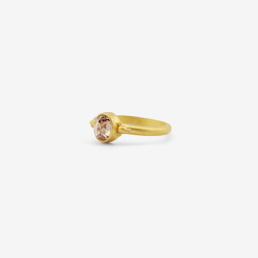 DENISE BETESH 22K & OVAL ROSE-CUT CHAMPAGNE DIAMOND RING WITH GRANULATION, 1.04CT