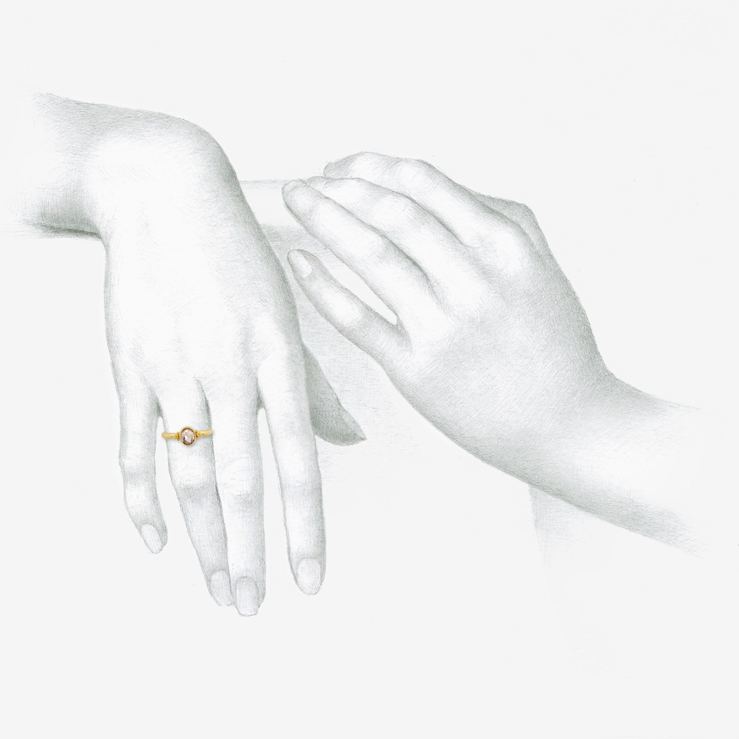 DENISE BETESH 22K & OVAL ROSE-CUT CHAMPAGNE DIAMOND RING WITH GRANULATION, 1.04CT