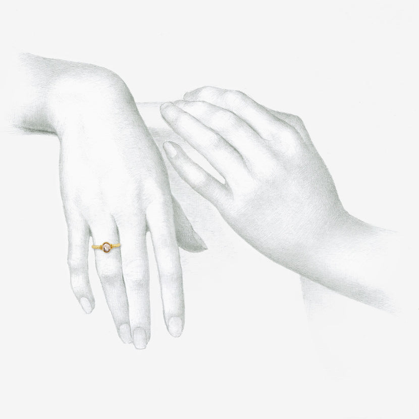 DENISE BETESH 22K & OVAL ROSE-CUT CHAMPAGNE DIAMOND RING WITH GRANULATION, 1.04CT