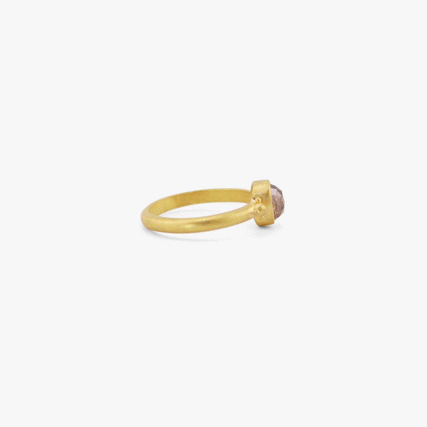 DENISE BETESH 22K & OVAL ROSE-CUT CHAMPAGNE DIAMOND RING WITH GRANULATION, 1.04CT