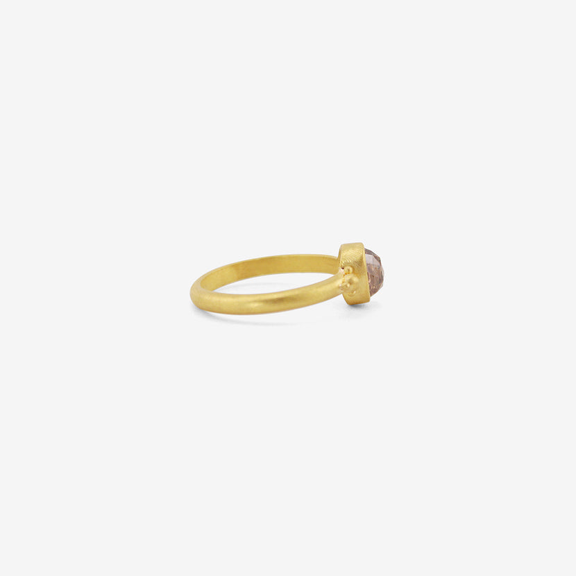 DENISE BETESH 22K & OVAL ROSE-CUT CHAMPAGNE DIAMOND RING WITH GRANULATION, 1.04CT