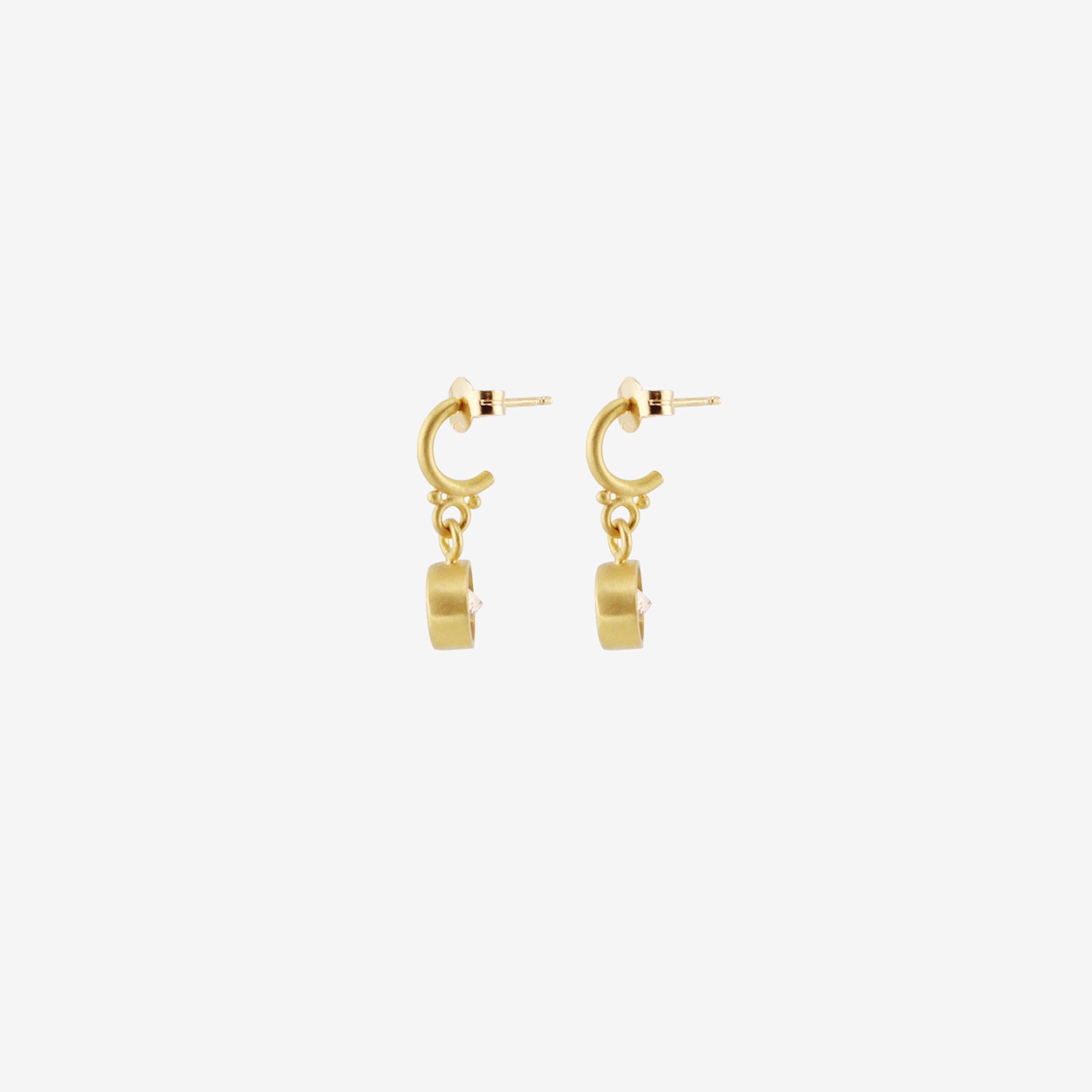 DENISE BETESH 22K & CHAMPAGNE MORGANITE EARRINGS ON POSTED HALF HOOPS, 3.01CT