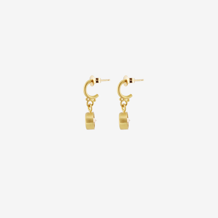 DENISE BETESH 22K & CHAMPAGNE MORGANITE EARRINGS ON POSTED HALF HOOPS, 3.01CT
