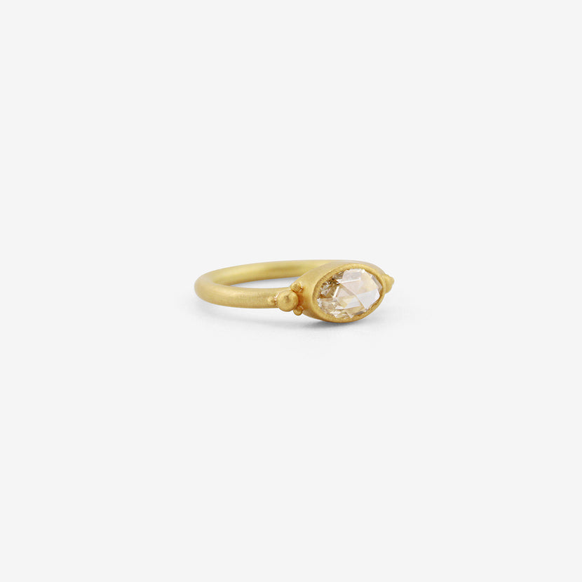 DENISE BETESH 22K & OVAL ROSE-CUT DIAMOND RING WITH GRANULATION, .70CT
