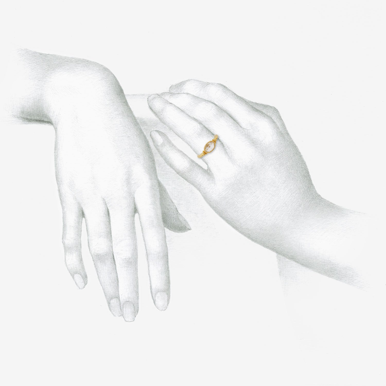 DENISE BETESH 22K & OVAL ROSE-CUT DIAMOND RING WITH GRANULATION, .70CT