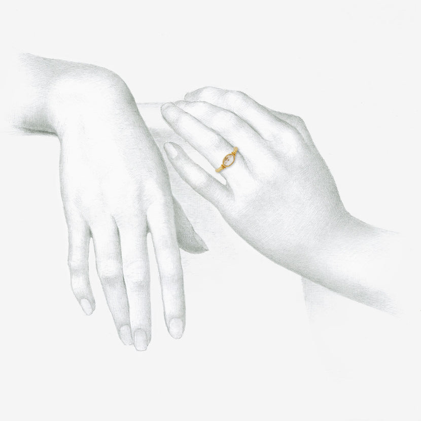 DENISE BETESH 22K & OVAL ROSE-CUT DIAMOND RING WITH GRANULATION, .70CT