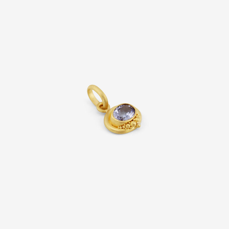 DENISE BETESH 22K & OVAL BLUE GREY SPINEL PENDANT WITH GRANULATION CLUSTER, 1.56CT