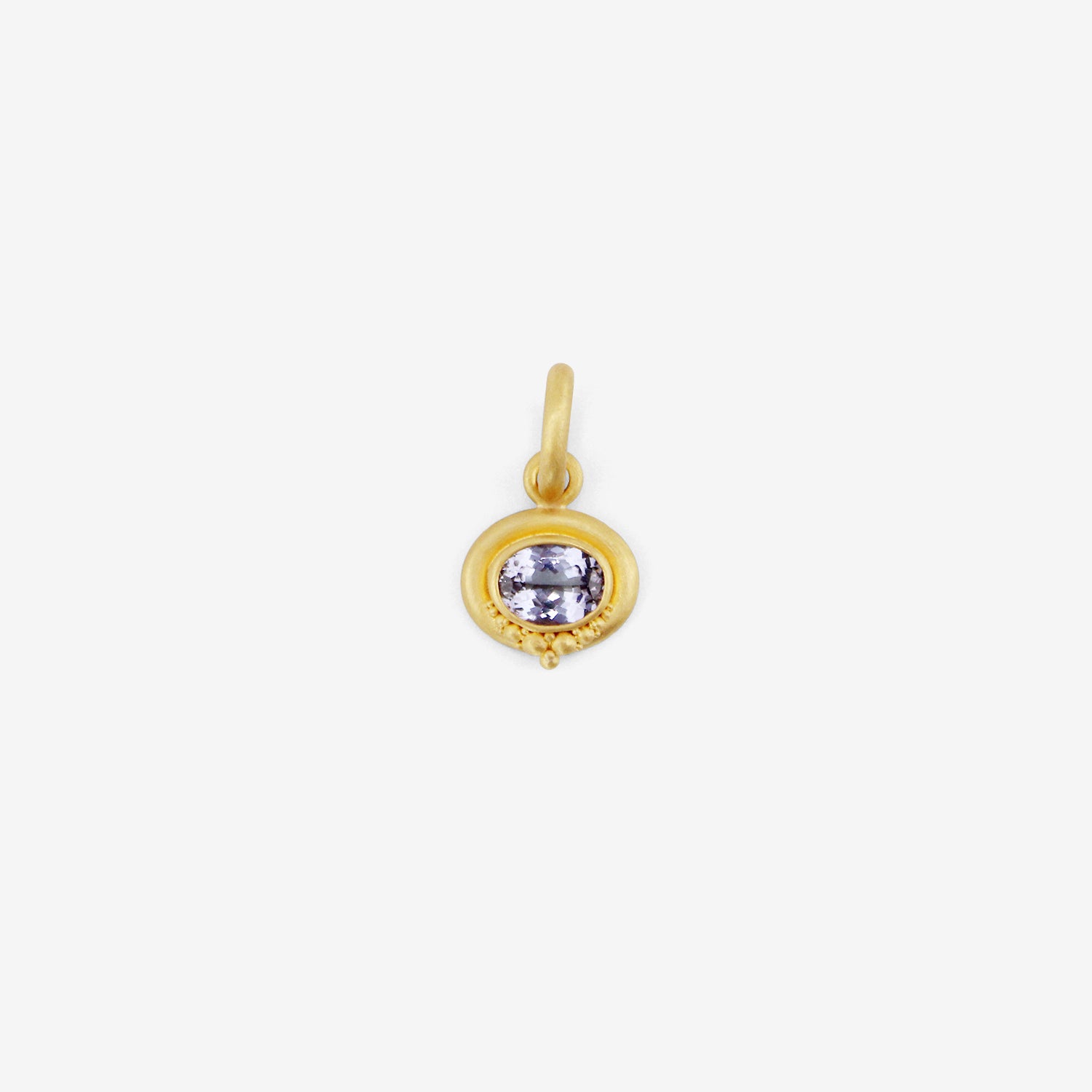 DENISE BETESH 22K & OVAL BLUE GREY SPINEL PENDANT WITH GRANULATION CLUSTER, 1.56CT
