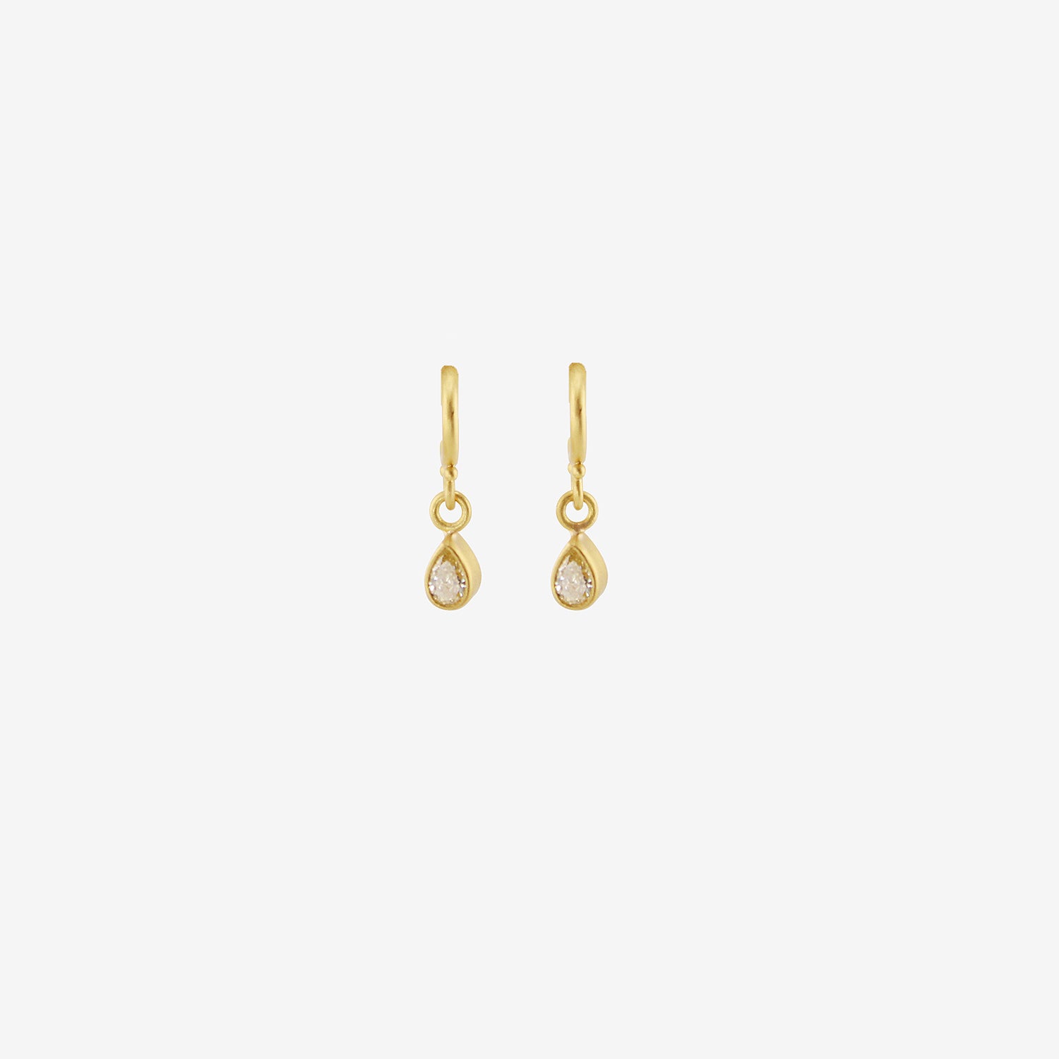DENISE BETESH 22K & PEAR-SHAPED DIAMOND EARRINGS ON POSTED HALF HOOPS, .56CT