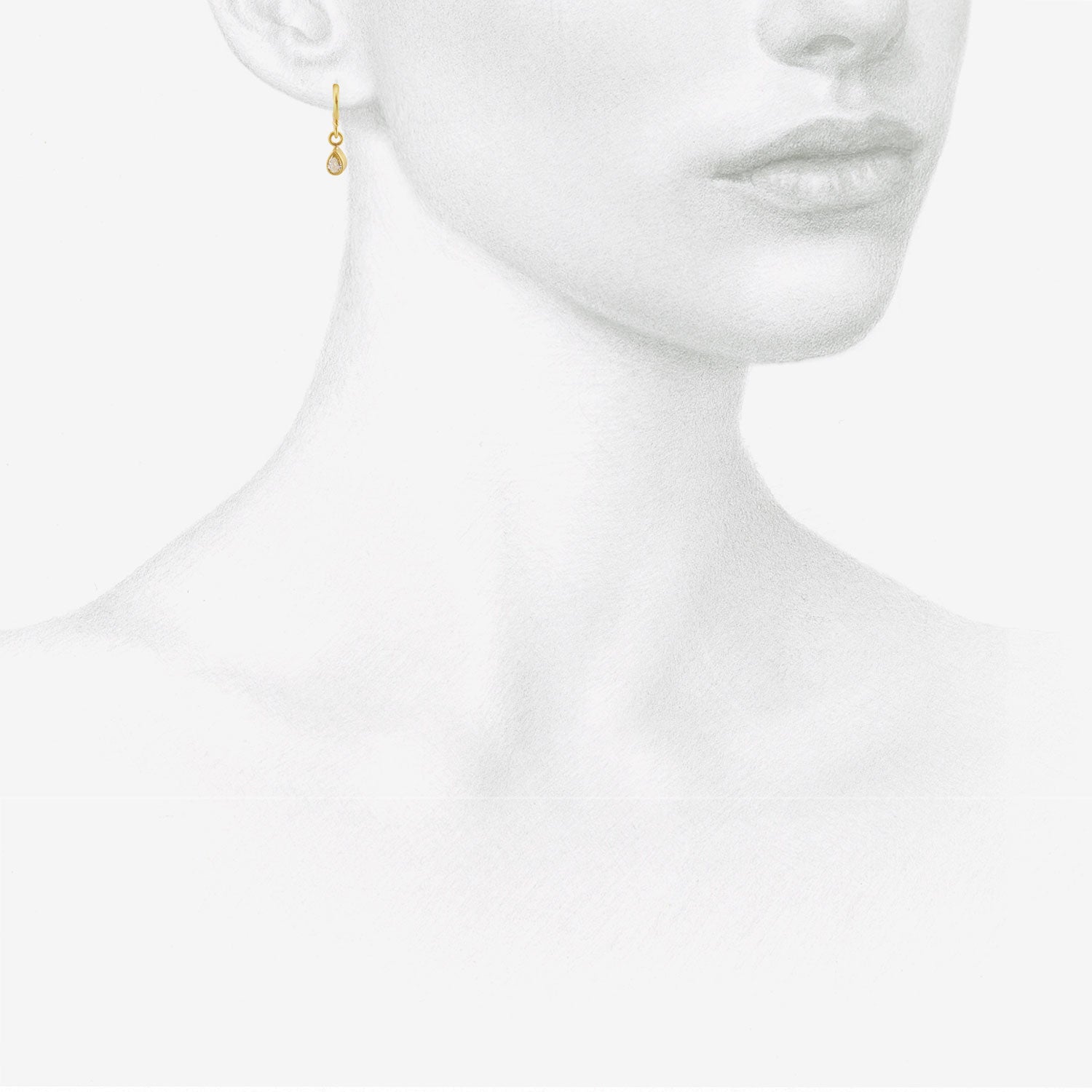 DENISE BETESH 22K & PEAR-SHAPED DIAMOND EARRINGS ON POSTED HALF HOOPS, .56CT