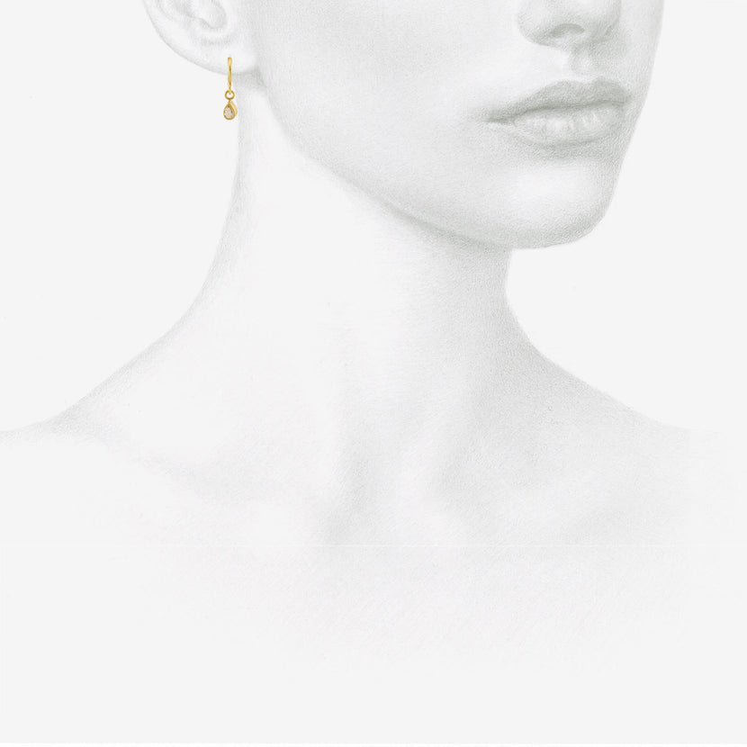 DENISE BETESH 22K & PEAR-SHAPED DIAMOND EARRINGS ON POSTED HALF HOOPS, .56CT