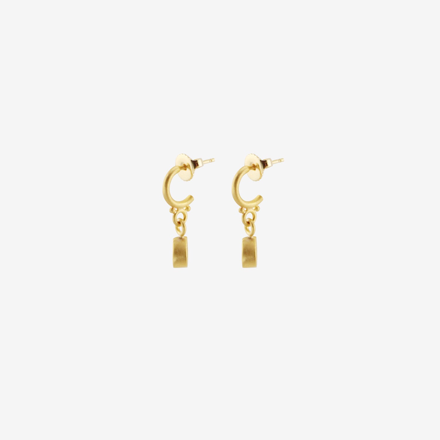 DENISE BETESH 22K & PEAR-SHAPED DIAMOND EARRINGS ON POSTED HALF HOOPS, .56CT