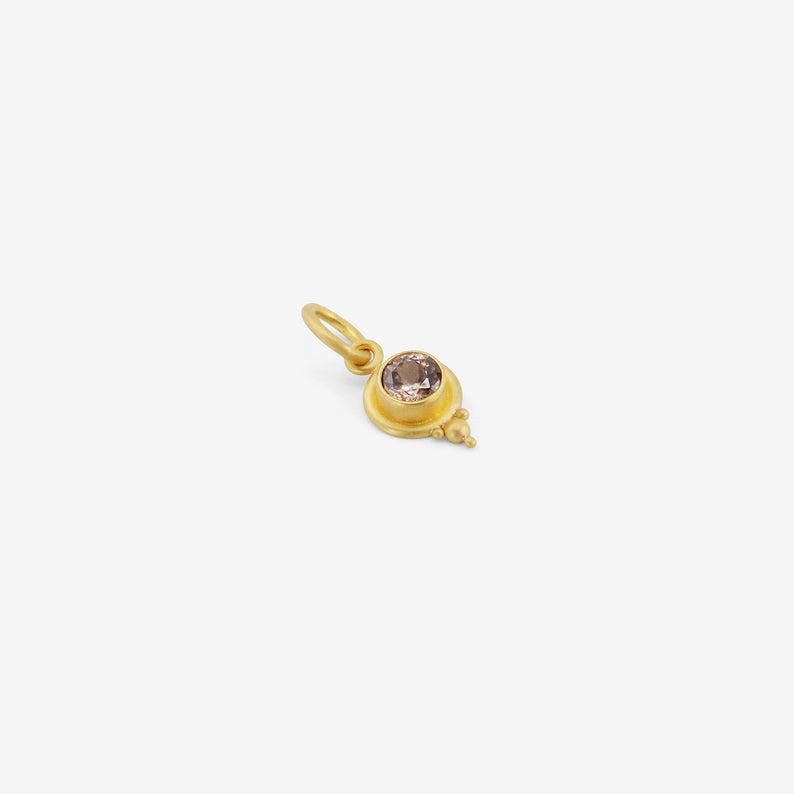 DENISE BETESH 22K & ROUND CHAMPAGNE TOPAZ PENDANT WITH GRANULATION, 1.36CT