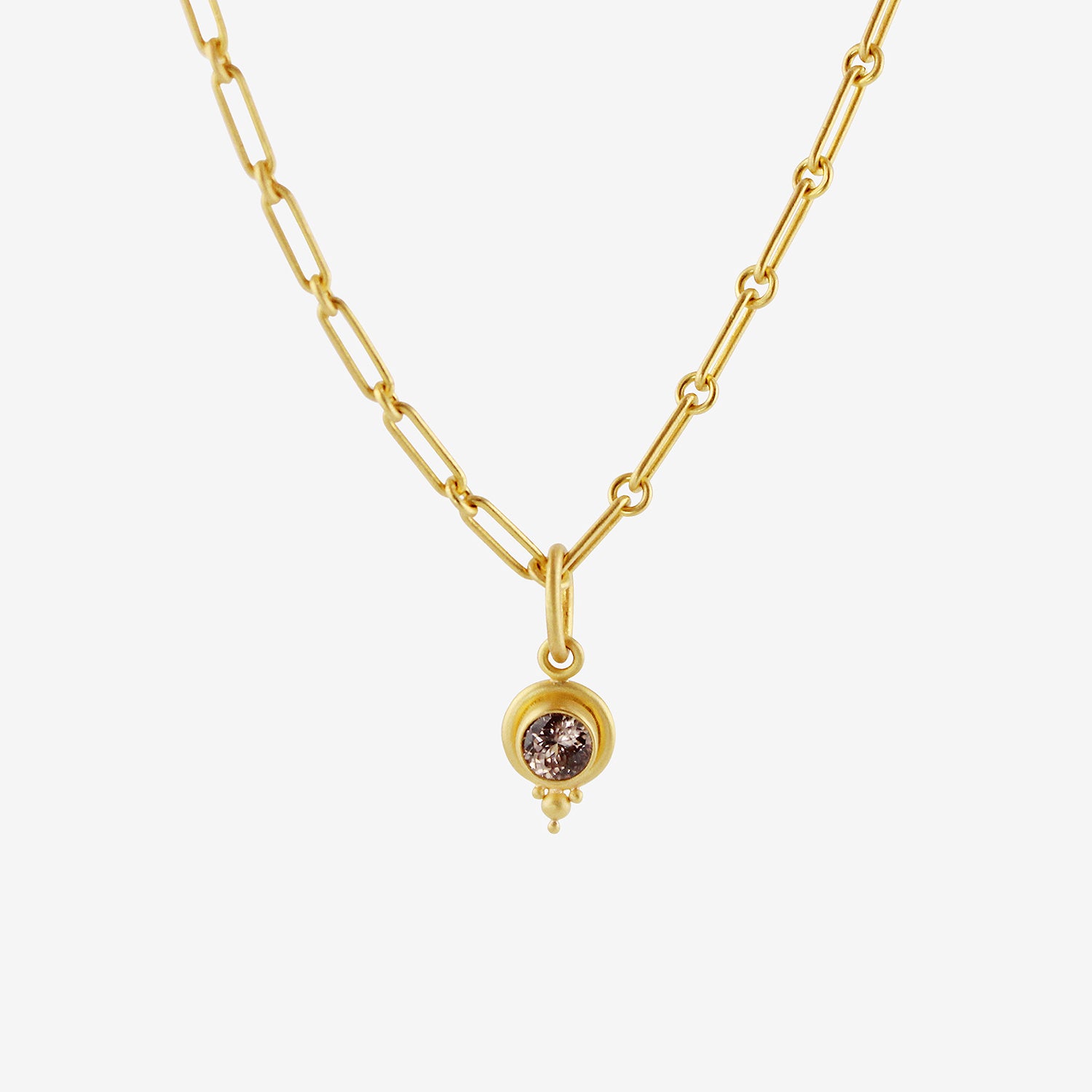 DENISE BETESH 22K & ROUND CHAMPAGNE TOPAZ PENDANT WITH GRANULATION, 1.36CT