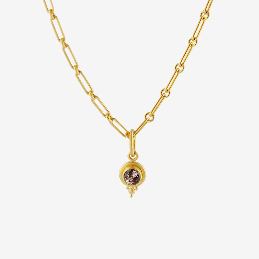 DENISE BETESH 22K & ROUND CHAMPAGNE TOPAZ PENDANT WITH GRANULATION, 1.36CT