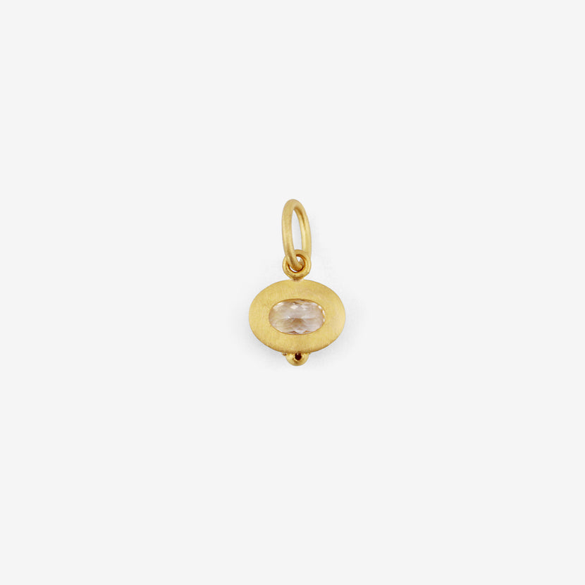 DENISE BETESH 22K & OVAL YELLOW SAPPHIRE PENDANT WITH DIAMOND