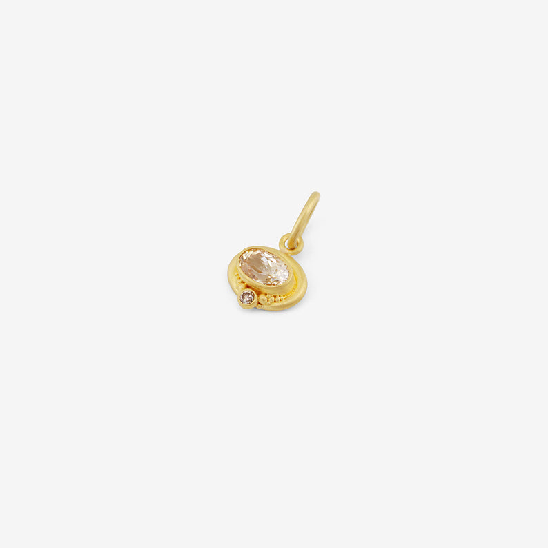 DENISE BETESH 22K & OVAL YELLOW SAPPHIRE PENDANT WITH DIAMOND