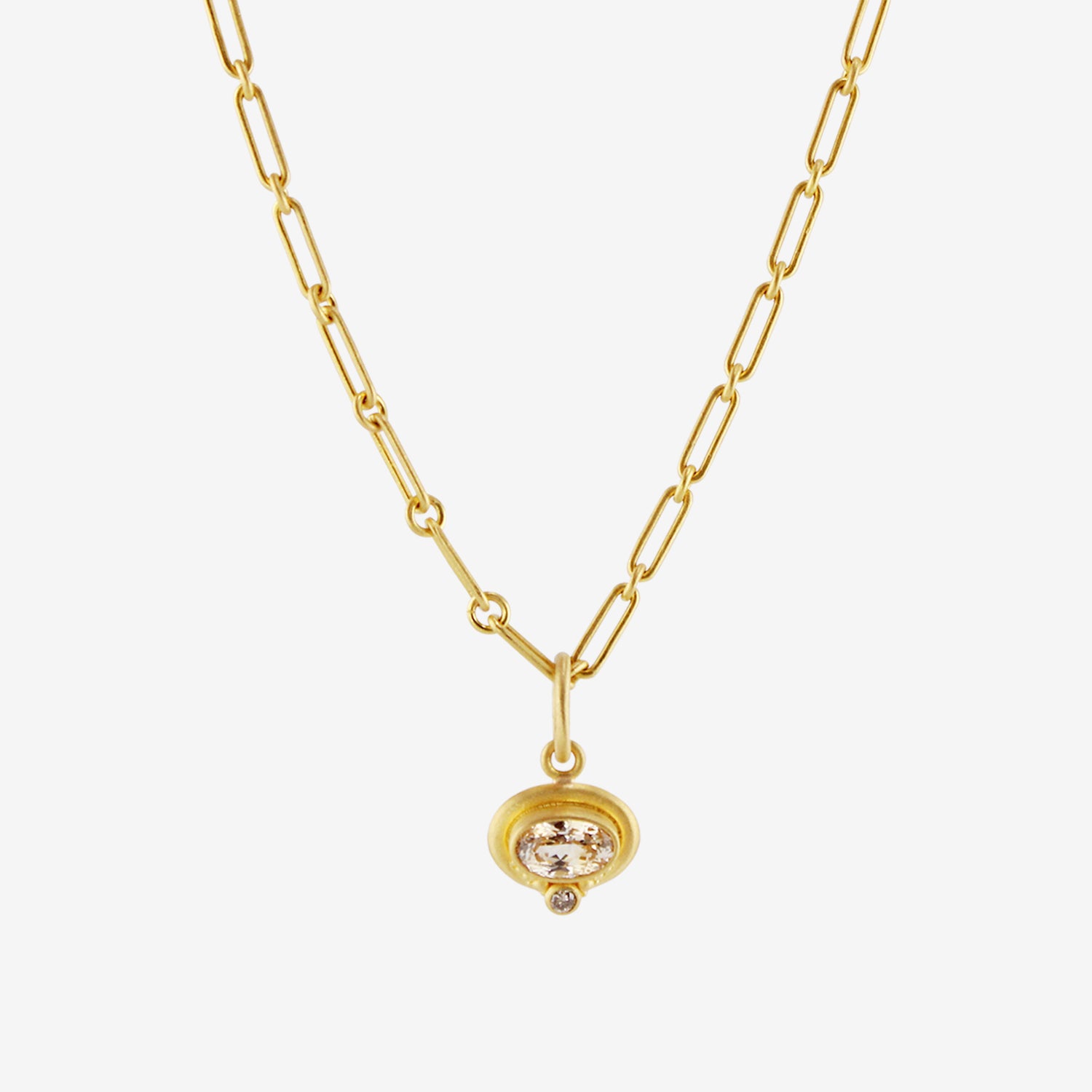 DENISE BETESH 22K & OVAL YELLOW SAPPHIRE PENDANT WITH DIAMOND