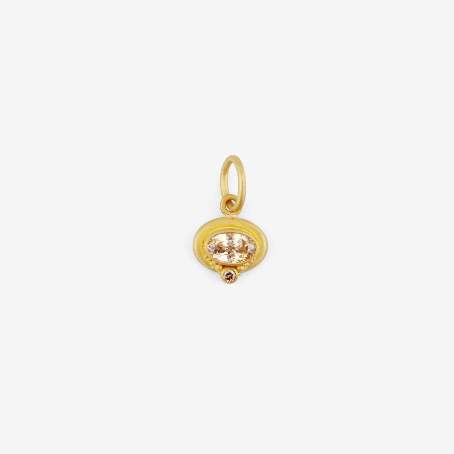 DENISE BETESH 22K & OVAL YELLOW SAPPHIRE PENDANT WITH DIAMOND