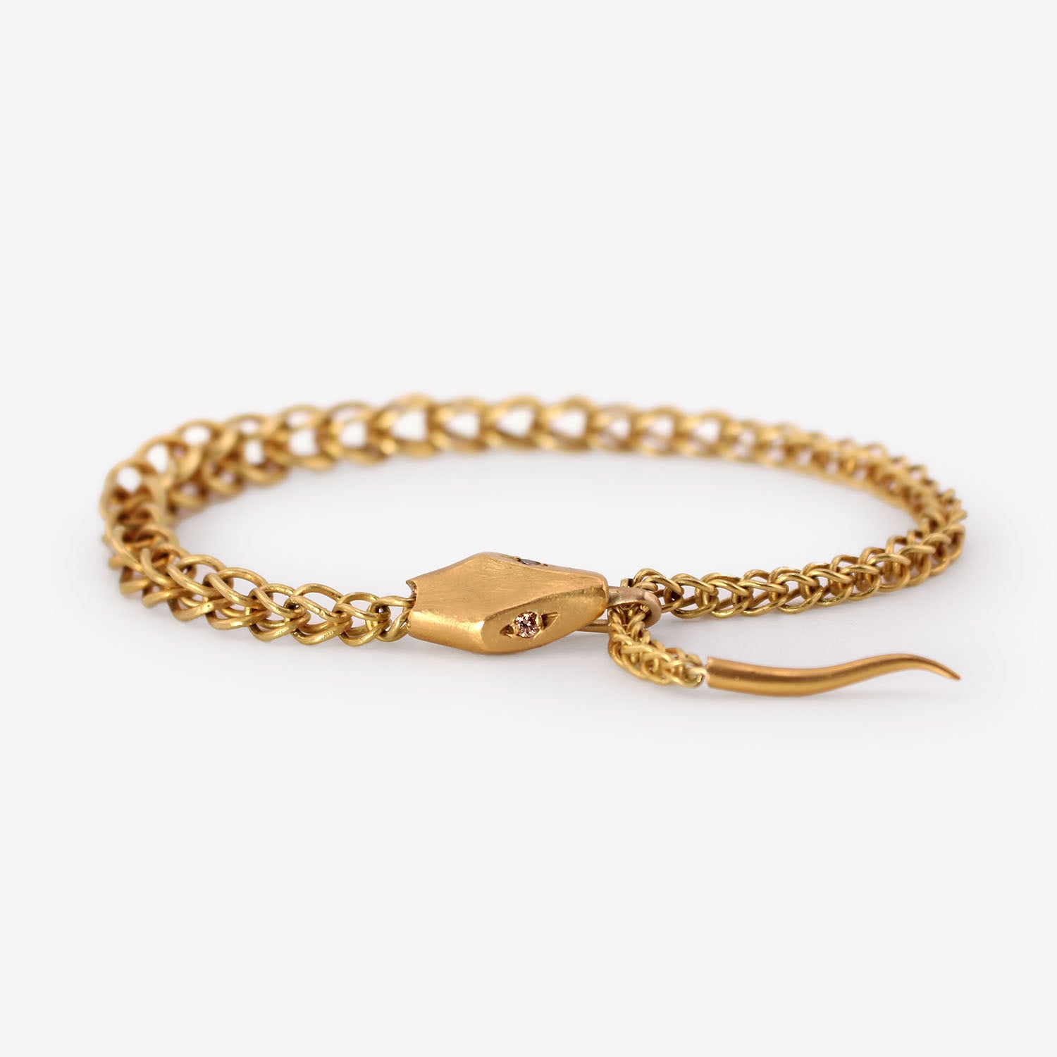 GABRIELLA KISS 22K SNAKE CHAIN BRACELET WITH CHAMPAGNE DIAMONDS